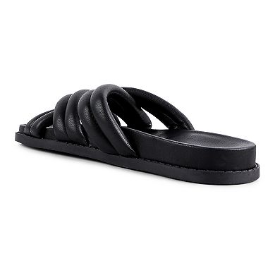 London Rag Women's Tora Quilted-Strap Slide Sandals