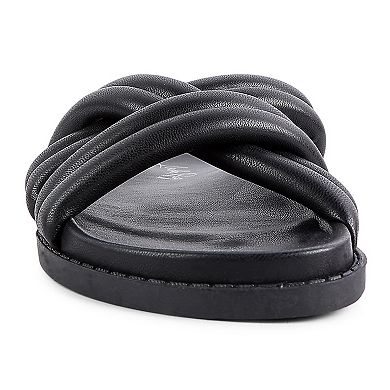 London Rag Women's Tora Quilted-Strap Slide Sandals