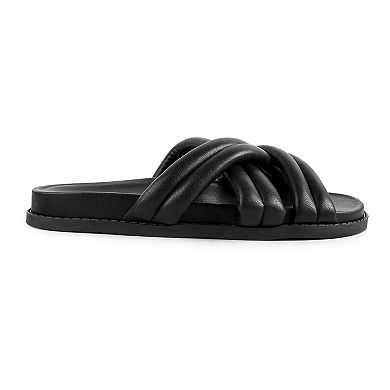 London Rag Women's Tora Quilted-Strap Slide Sandals