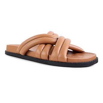 London Rag Women's Tora Quilted-Strap Slide Sandals
