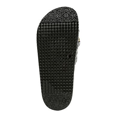 London Rag Women's Miami Shot Bling Chain Strap Slide Sandals