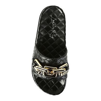 London Rag Women's Miami Shot Bling Chain Strap Slide Sandals
