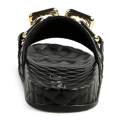 London Rag Women's Miami Shot Bling Chain Strap Slide Sandals