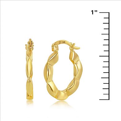 14k Gold Scalloped Hoop Earrings