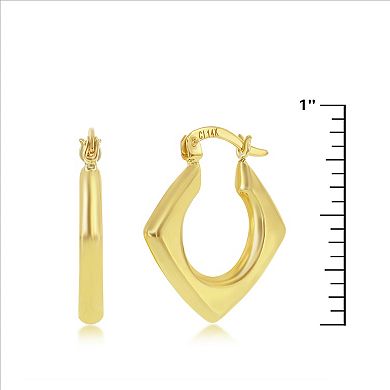 14k Gold Diamond-Shaped Hoop Earrings