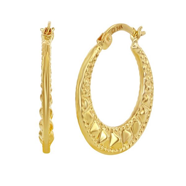 Gold Textured Hoop Earrings - PAIR main image 1