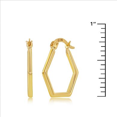 Divine Gold 14k Gold Hexagon Hoop Earrings