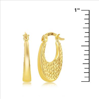 14k Gold Chunky Textured Hoop Earrings