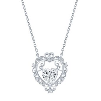 Argento Bella Sterling Silver Cubic Zirconia Heart Necklace