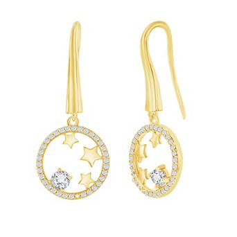 Argento Bella Sterling Silver Cubic Zirconia Circle Stars Earrings