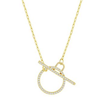 Argento Bella Sterling Silver Cubic Zirconia Circle Toggle Necklace