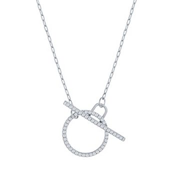 Argento Bella Sterling Silver Cubic Zirconia Circle Toggle Necklace