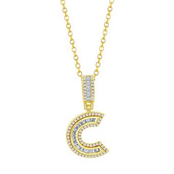 Argento Bella Sterling Silver Cubic Zirconia Initial Pendant Necklace
