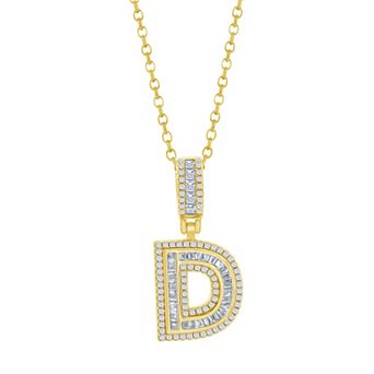 Argento Bella Sterling Silver Cubic Zirconia Initial Pendant Necklace