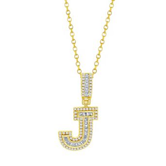 Argento Bella Sterling Silver Cubic Zirconia Initial Pendant Necklace