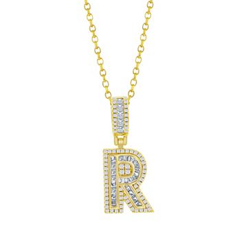 Argento Bella Sterling Silver Cubic Zirconia Initial Pendant Necklace