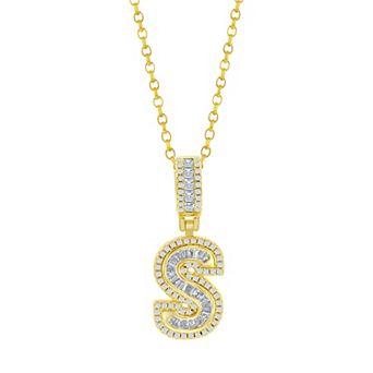 Argento Bella Sterling Silver Cubic Zirconia Initial Pendant Necklace