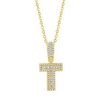 Argento Bella Sterling Silver Cubic Zirconia Initial Pendant Necklace