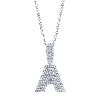 Argento Bella Sterling Silver Cubic Zirconia Initial Pendant Necklace