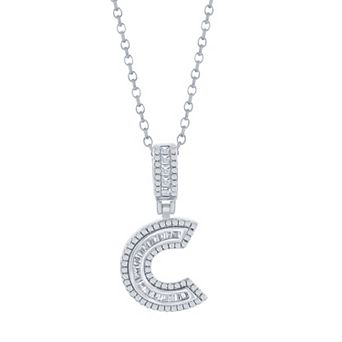 Argento Bella Sterling Silver Cubic Zirconia Initial Pendant Necklace