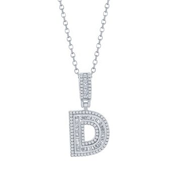 Argento Bella Sterling Silver Cubic Zirconia Initial Pendant Necklace