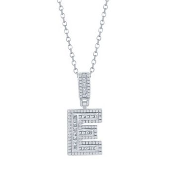 Argento Bella Sterling Silver Cubic Zirconia Initial Pendant Necklace