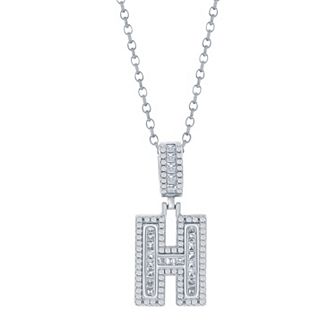 Argento Bella Sterling Silver Cubic Zirconia Initial Pendant Necklace