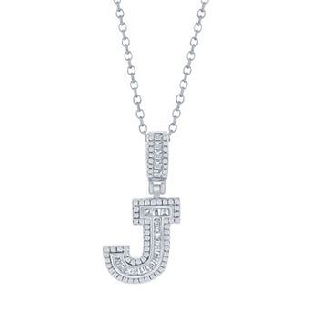 Argento Bella Sterling Silver Cubic Zirconia Initial Pendant Necklace