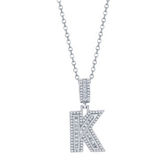 Argento Bella Sterling Silver Cubic Zirconia Initial Pendant Necklace