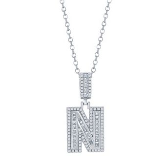 Argento Bella Sterling Silver Cubic Zirconia Initial Pendant Necklace