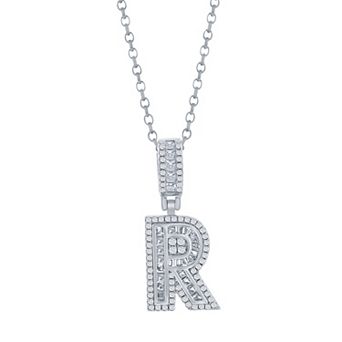 Argento Bella Sterling Silver Cubic Zirconia Initial Pendant Necklace