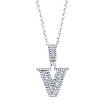 Argento Bella Sterling Silver Cubic Zirconia Initial Pendant Necklace