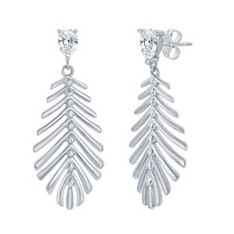 Argento Bella Sterling Silver Leaf Drop Earrings