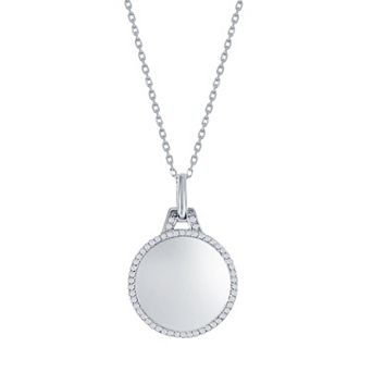 Argento Bella Sterling Silver Cubic Zirconia Polished Circle Pendant Necklace