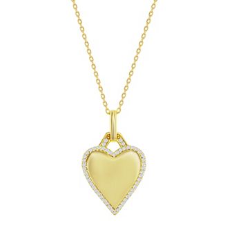 Argento Bella Sterling Silver Cubic Zirconia Polished Heart Pendant Necklace