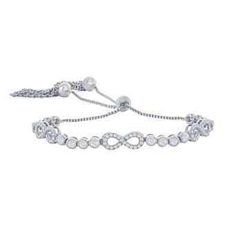 Argento Bella Sterling Silver Bezel-Set Cubic Zirconia Infinity Bracelet