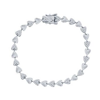 Argento Bella Sterling Silver Cubic Zirconia Heart Bracelet