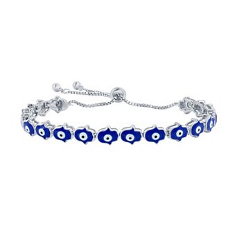 Argento Bella Sterling Silver Blue Enamel Evil Eye Hamsa Bracelet