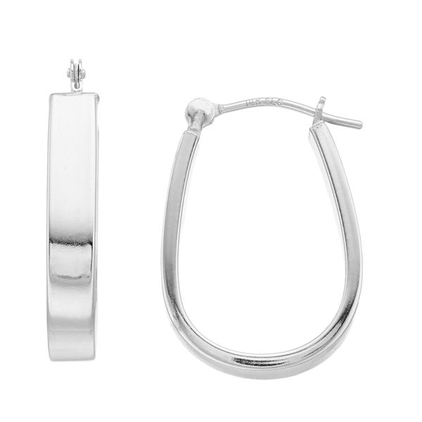 14k White Gold Polished UHoop Earrings