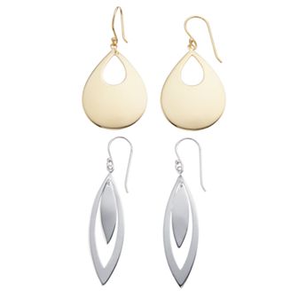 Vermeil Sterling Silver Drop Duo Earring Set