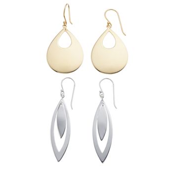Vermeil Sterling Silver Drop Duo Earring Set