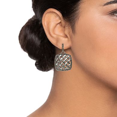 Tori Hill Sterling Silver Marcasite Lattice Work Square Earrings