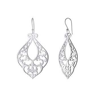Athra NJ Inc Sterling Silver Abstract Filigree Drop Earrings