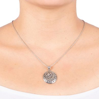 Athra NJ Inc Sterling Silver Oxidized Round Filigree Pendant Necklace