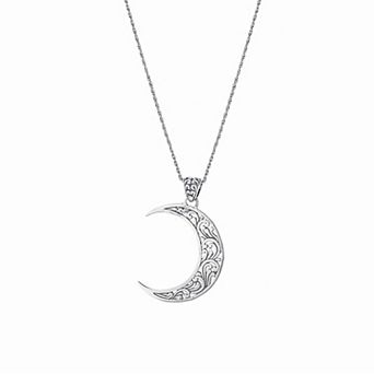 Athra NJ Inc Sterling Silver Filigree Crescent Moon Pendant Necklace