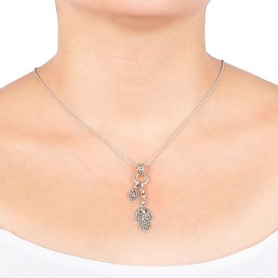 Athra NJ Inc Sterling Silver Hamsa Pendant Chain Necklace