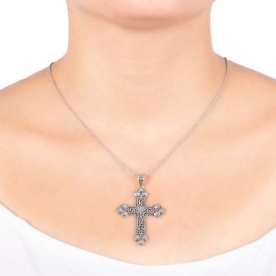 Athra NJ Inc Sterling Silver Filigree Cross Pendant Necklace