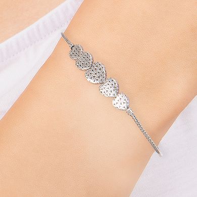 Athra NJ Inc Sterling Silver Oxidized Textured Heart Toggle Bracelet