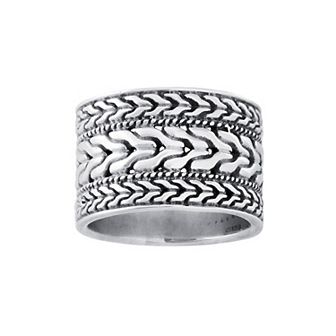 Athra NJ Inc Sterling Silver Oxidized Wide Textured Band Ring