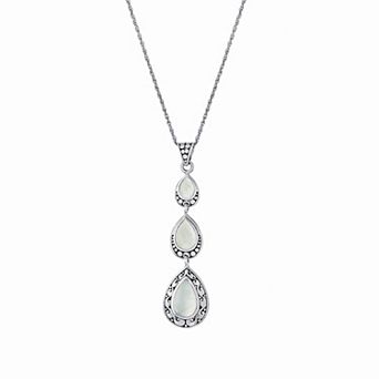 Athra NJ Inc Sterling Silver Mother-of-Pearl Triple Teardrop Necklace